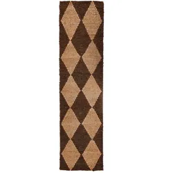 KADIMA DESIGN Jute Teppich Flachgewebe Rautenmuster Handgefertigt Naturfaser | 80x230cm
