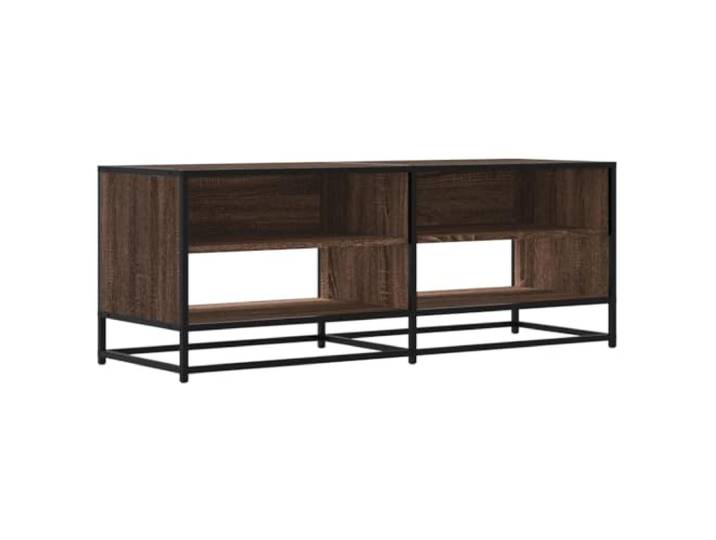 hliofuir TV-Schrank Lowboard Braun Eiche-Optik 120,5x40x46cm Metall Industrieller TV-Tisch mit Stauraum für Wohnzimmer und Schlafzimmer, robuste Oberplatte für Fernseher und Dekoration.