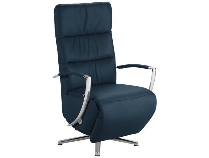 Cantus Relaxsessel, Dunkelblau, Metall, Echtleder, Color-Finish-Leder, 64x112x80 cm, Goldenes M, Fußauswahl, Lederauswahl, Stoffauswahl, Relaxfunktion, Herz-Waage-Funktion, Wohnzimmer, Sessel, Relaxsessel