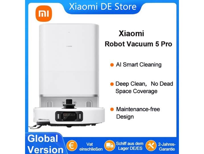 Version mondiale Xiaomi Robot Aspirateur 5 Pro EU (version améliorée X20+) Maison intelligente, surveillance vidéo par IA, machine d'élimination des saletés, aspiration et lavage, appareil ménager,