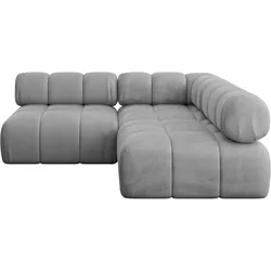 ECKSOFA modulares Sofa Samaro-L1 - 190x190x70 cm Hellgrau Velours