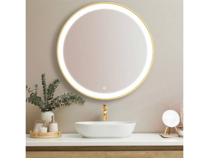 LOMAZOO Miroir salle de bain 80 cm doré - lumineux LED - anti-buée - Paris - rond