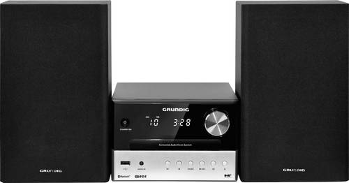 Grundig CMS 3000 Stereoanlage DAB+, Bluetooth, CD, USB, AUX, 2 x 15W Schwarz, Silber