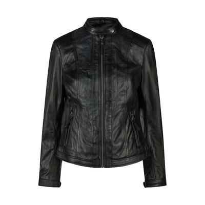 Lederjacke APPLE OF EDEN "Apple of Eden Lederjacke", Damen, Gr. 34, schwarz, Obermaterial: 100% Lammleder LEL., uni, regular fit, Jacken, Stehkragen mit Druckknopf