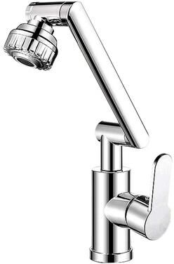 On Spot Shop Universal Rotating Faucet With Robotic Arm, Dual Mode Hot And Cold Wash Basin Sink For Kitchen & Bathroom silver