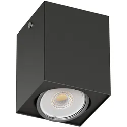 ledscom.de Deckenleuchte DEJO, schwarz matt, 8 x 8cm + GU10 LED 468lm, warmweiß