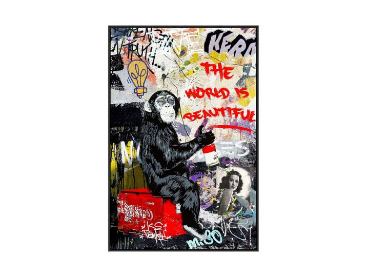 Handbemaltes, gerahmtes Bild „Beautyful World!“ 100 x 150 cm Multicolor Crea Collection