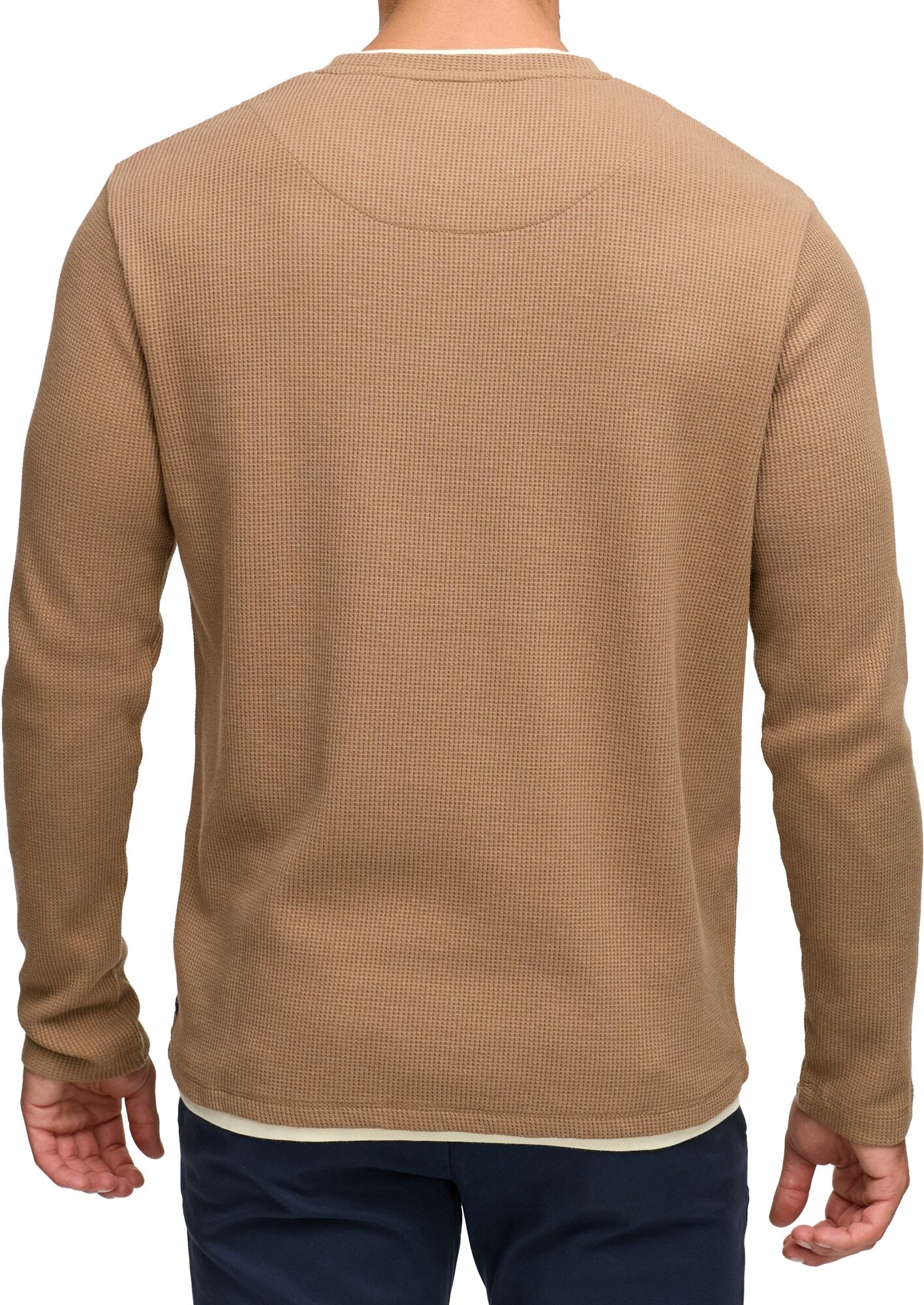 Langarmshirt INDICODE "INSigfinn", Herren, Gr. XL, beige (otter), Single Jersey, Obermaterial: 60% Baumwolle, 40% Polyester, unifarben, regular fit normal, Rundhals, Shirts Langarmshirt otter XL