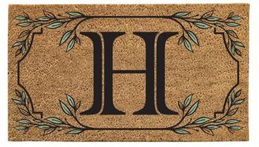 Evergreen "28 in. x 16 in. Monogram Coir Mat, Letter ""H"""