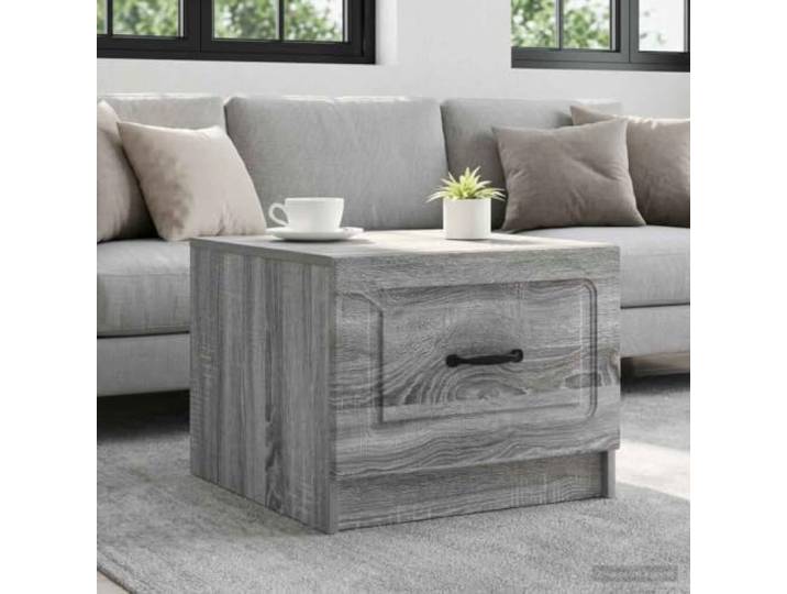pokgdf Couchtisch Sonoma-Grau 49 x 50 x 37 cm Holzwerkstoff mit Schublade Mit Schublade, pflegeleichte Oberfläche, Vintage-Design, robustes Material, vielseitig nutzbar