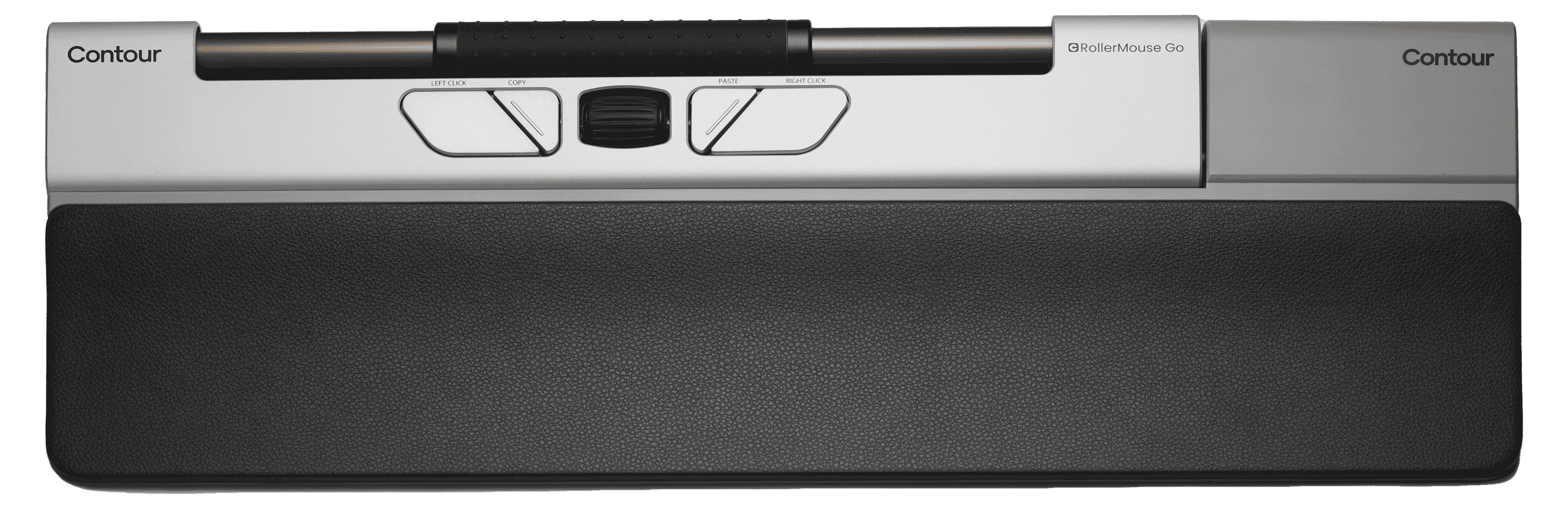 Contour Design RollerMouse Go & Dock-Handgelenkauflage, Optisch, RF Wireless + Bluetooth + USB Type-A, 4000 DPI, Schwarz, Silber