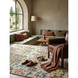 Wollteppich floral Rosa-Bunt 120 x 170 cm - VALE   Kadima Design