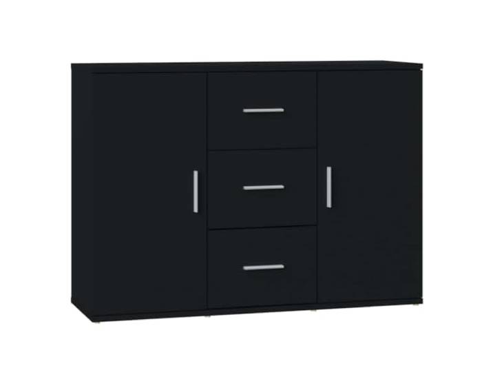 HGFDVCMR Sideboard Schwarz 91x29,5x65 cm Holzwerkstoff Kommode Kompakte Anrichte fürs Wohnzimmer mit 2 Türen und 3 Schubladen für vielseitigen Stauraum und elegante Dekoration.