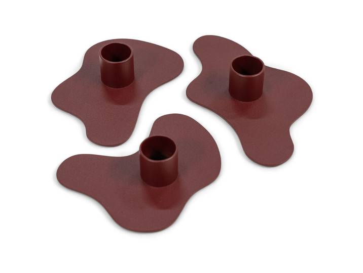 Spinder Design Kerzenhalter 3er-Set Hesta rot Stahl H 2.8 cm 3 - Kerzenhalter 3er-Set
