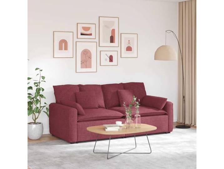 Modulares Sofa mit Kissen Weinrot 2er Set mit Metallrahmen Stoffpolsterung, Schaumstofffüllung, Textilene-Sitzflächen, flexible Konfiguration, elegantes Design
