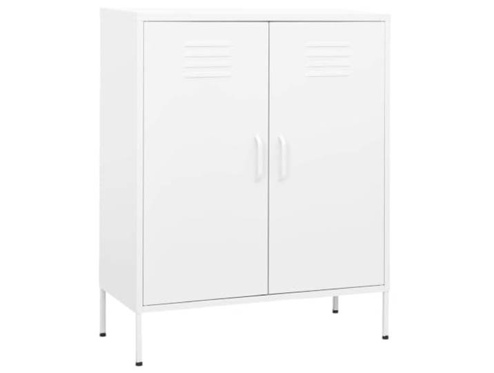 KGHFDVB Lagerschrank Weiß 80x35x101,5 cm Stahl 2 Türen, Einlegeböden, verstellbare Füße, robust und langlebig, für Bücher und Zeitschriften
