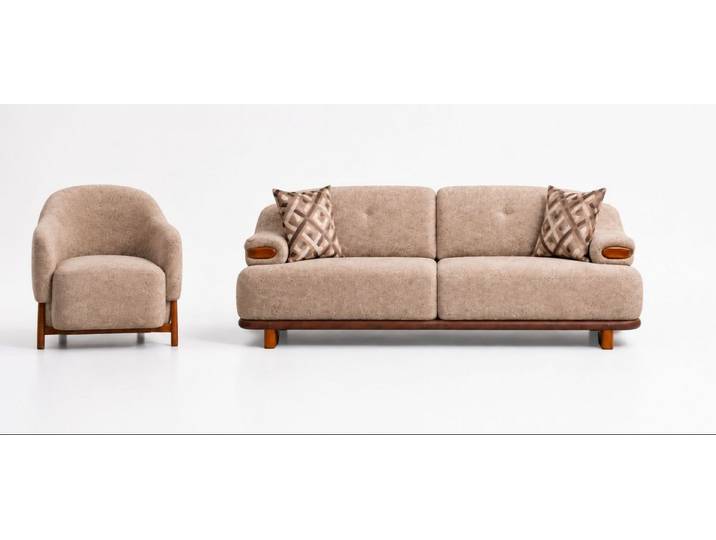 JVmoebel Polstergarnitur 3-Sitzer Sofa Sessel Wohnzimmer Braun komfortabel praktisch, (2-tlg., 2-tlg)