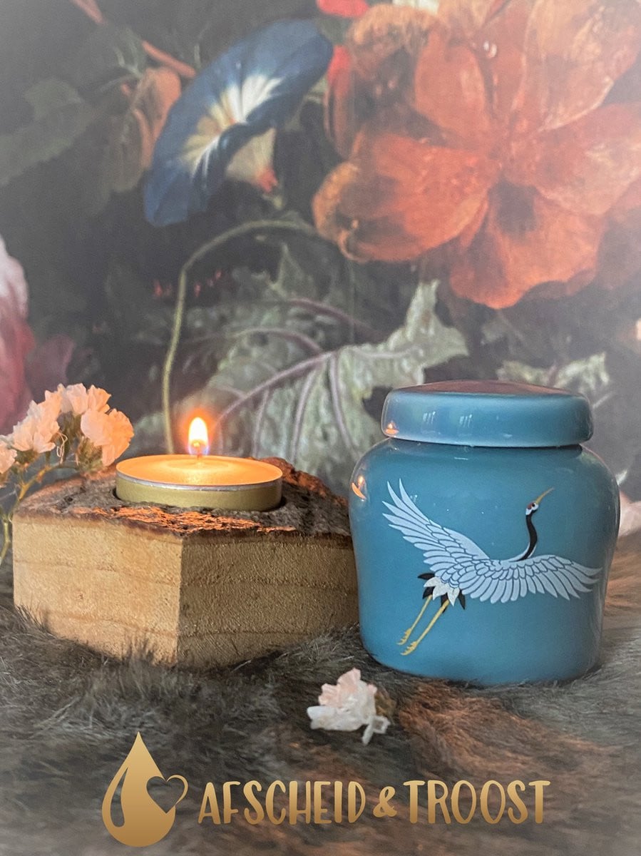 Mini Urn met Kraanvogel ontwerp voor as - Grijs - AF-TC135