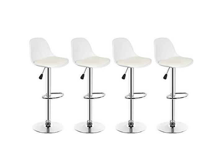 LANTUS 4 Barhocker 2er Set Gepolsterter Drehhocker mit Luftheber-Design, Kunstleder Barstuhl mit Lehne Küchen, Höhenverstellbar