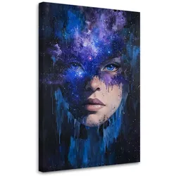 WANDBILD kosmische abstraktion des frauengesichts
