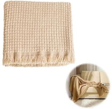 Uplift Picks Nordic Knitted Sofa Blanket Solid Color Waffle Knit Blanket For Home Comfort brown