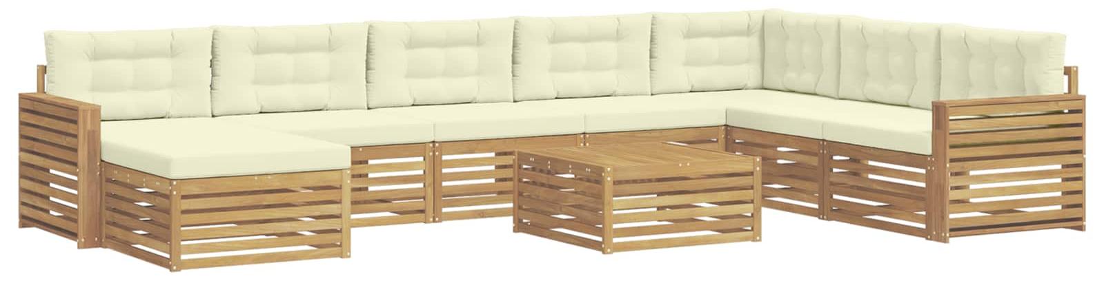 Garnitur aus 9 Outdoor-Sofas, weiß und cremefarben