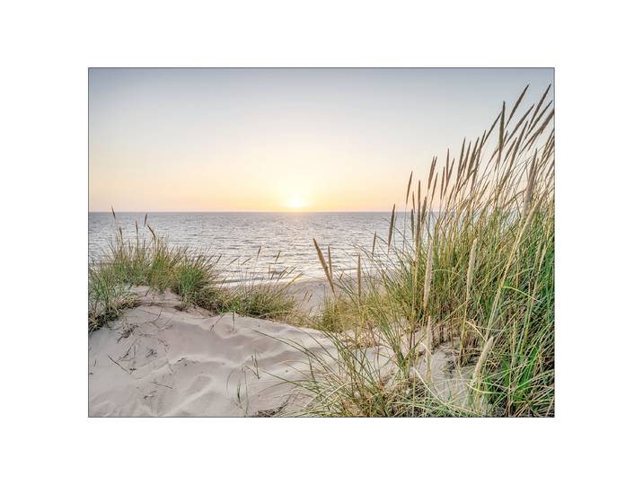 Glasbild Nord. Beach Atmosphere Floatglas Blau/Grün/Beige 60 x 80 x 1cm