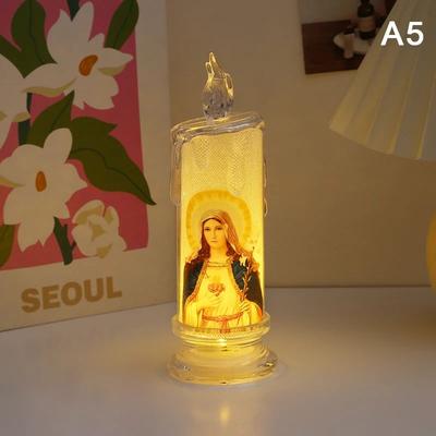 Uplift Treasures Flameless LED Prayer Candle With Jesus And Virgin Mary 5