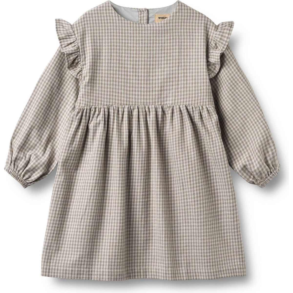 Wheat Dress Long Sleeve Gro greybrown check (0104) 104 1377-463-GOTS-0104-104/4y