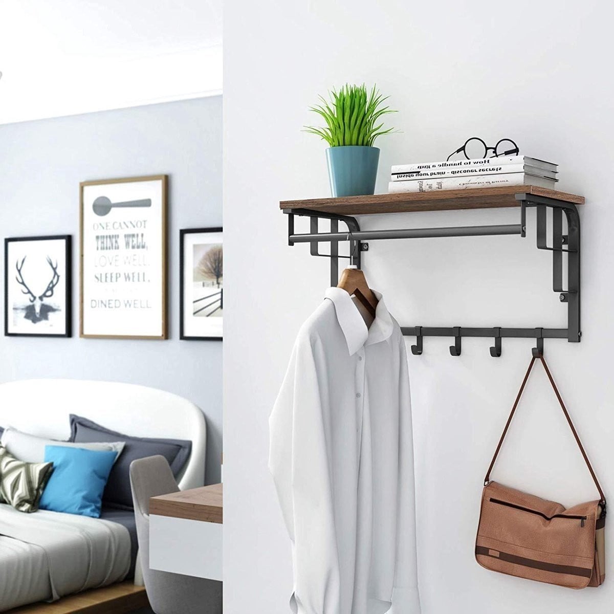 Bobbel Home Kapstok met hoedenplank Vintage Bruin