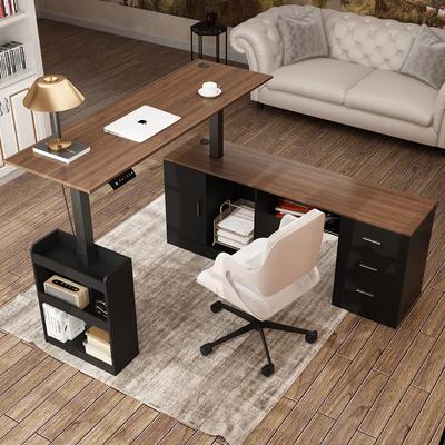 Timechee Height-Adjustable Ergonomic Workstation Home Office Desk with Storage