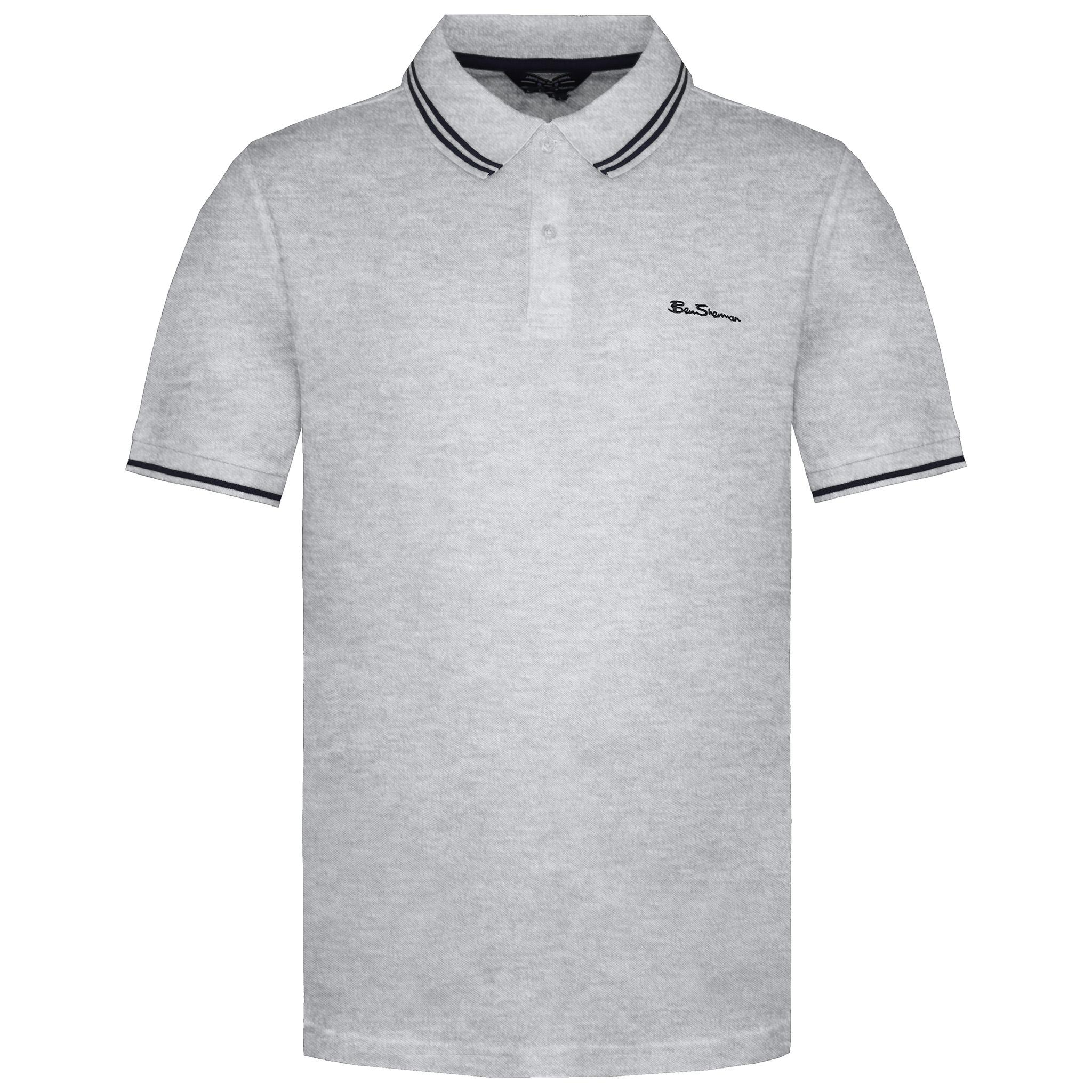 Ben Sherman Breed Tweeling Gestipt Heren Grijs Poloshirt