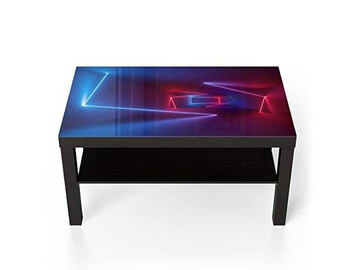 DEQORI Glastisch schwarz groß 90x50 cm Motiv Ultraviolette Raumteiler ausgefallener Beistelltisch aus Glas Hochglanz Couchtisch fürs Wohnzimmer moderner Couch Tisch mit Design