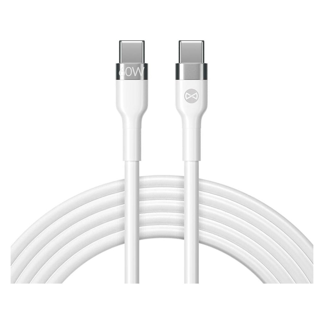Forever Flexibles Kabel USB-C - USB-C 2,0 m 60W weiss (2 m, USB 2.0, 60 W) (GSM115428)