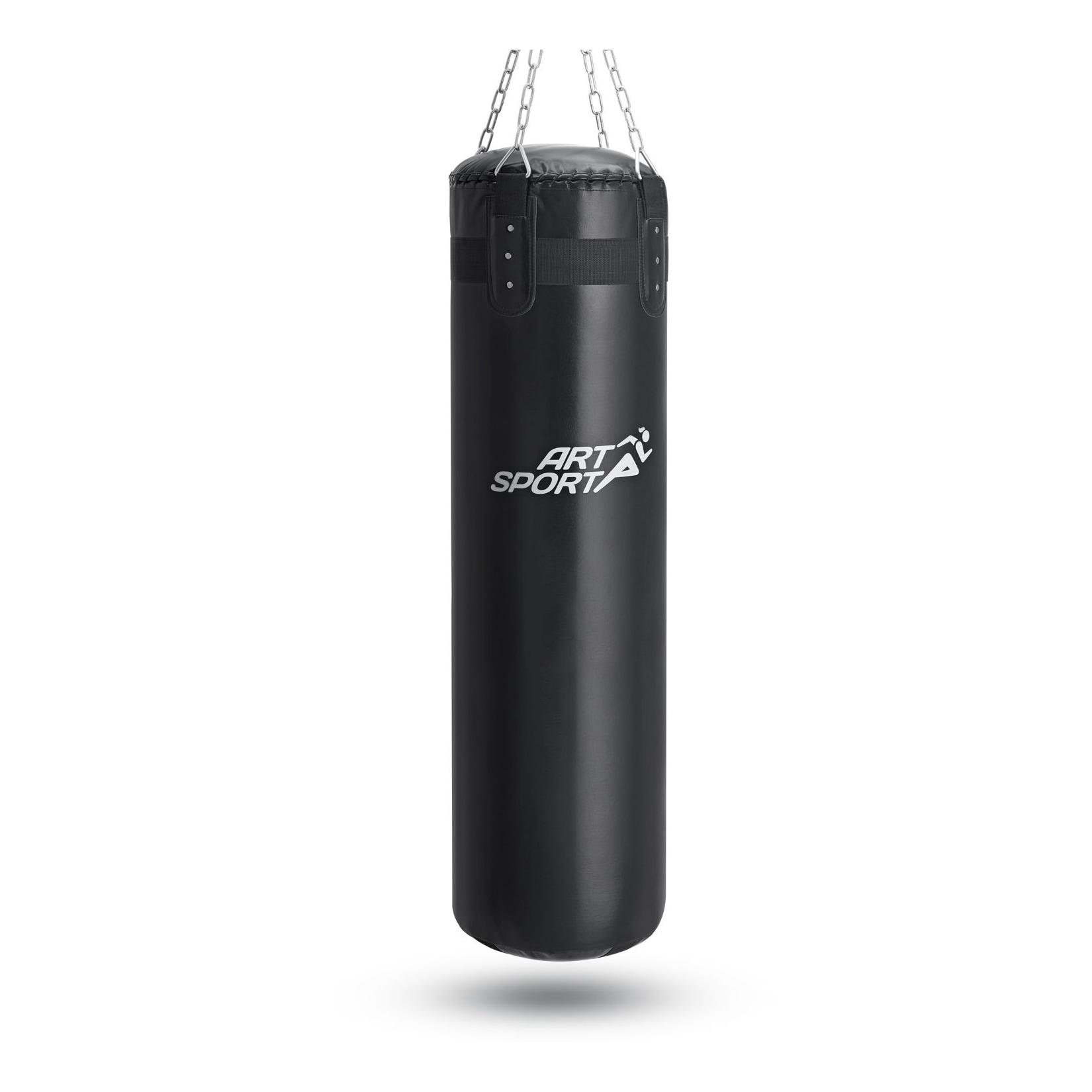 ArtSport Boxsack 30kg gefüllt, Box Set mit Stahlkette & Karabinerhaken für Erwachsene Schwarz