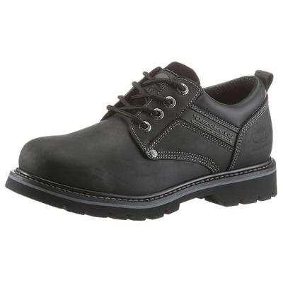 Schnürschuh DOCKERS BY GERLI, Herren, Gr. 48, Textil, schwarz, Leder, Basic, Schuhe Schnürschuh, Trekkingschuh, Trachtenschuh mit Kontrast-Rahmennaht