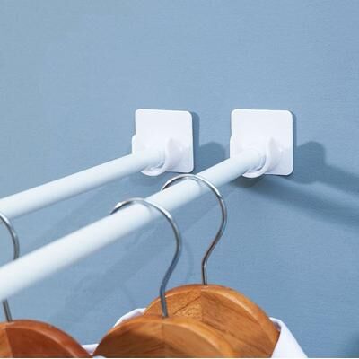 Inspire Daily Merch Adjustable Curtain Rod Bracket Holders Hooks Self adhesive Punch free Curtain Fixing Clip Household Pole Support Adjustable Curtain Rod Bracket Holders Hooks Self adhesive Punch free Curtain Fixing Clip Household Pole Support