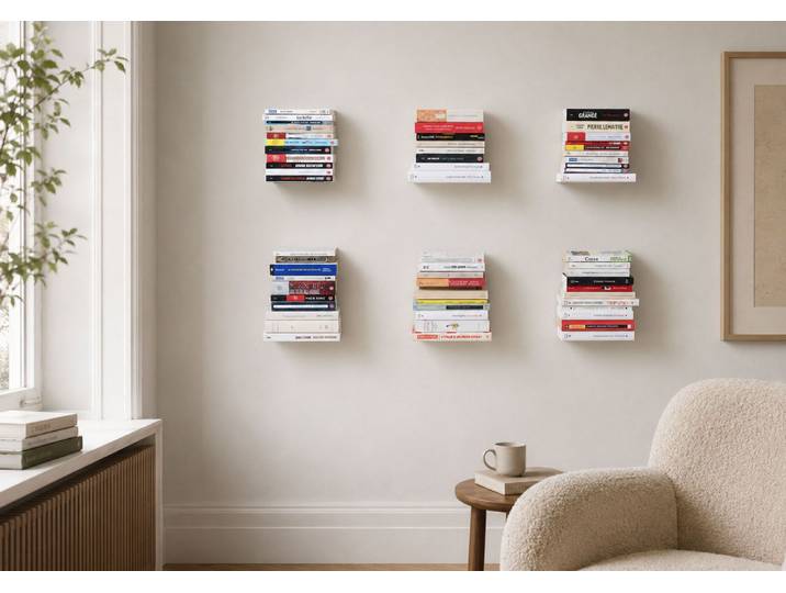 Mini étagère murale - 12 x 12 cm - blanche - lot de 6 - teebooks