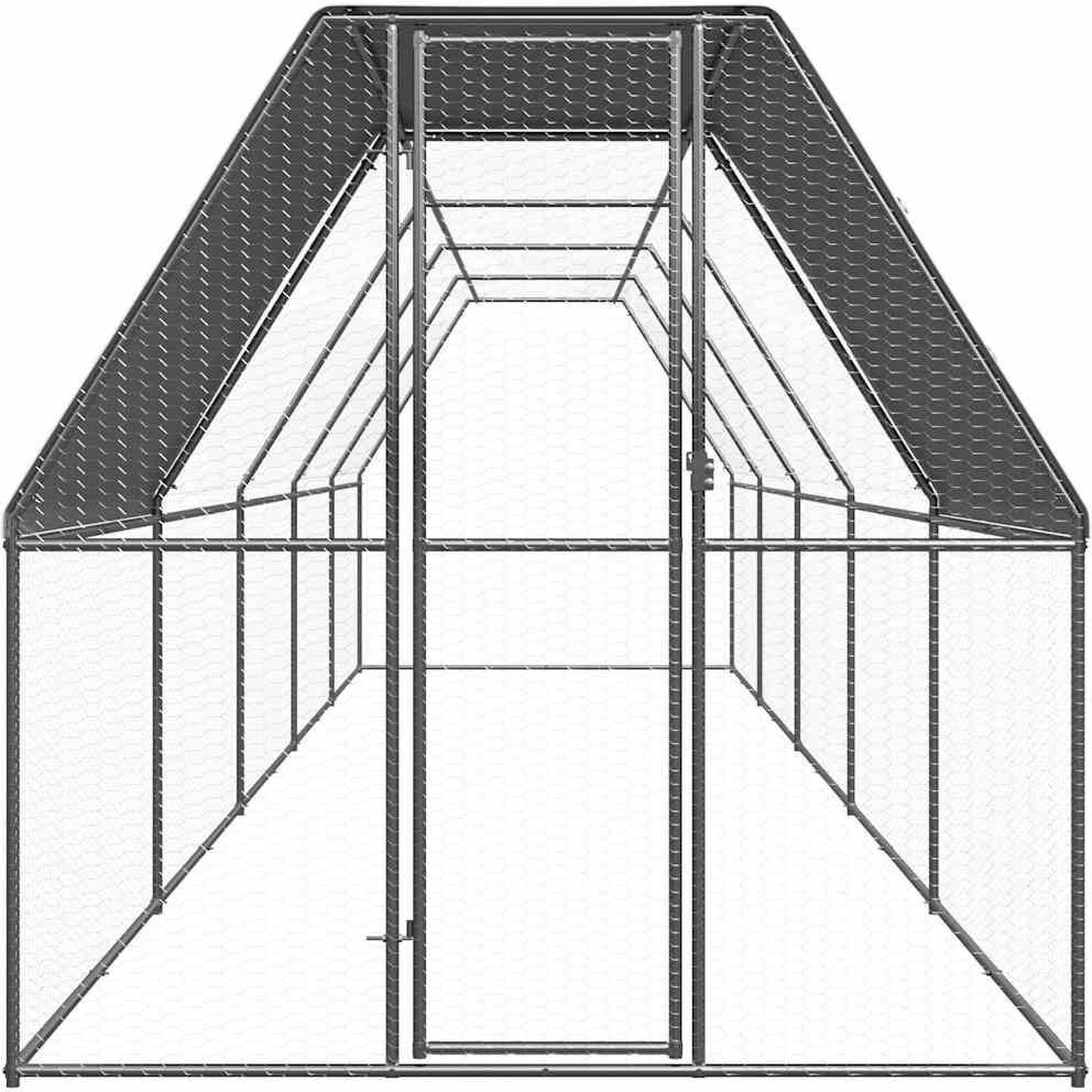 vidaXL Jaula gallinero de exterior de acero galvanizado 2x10x2 m Plateado