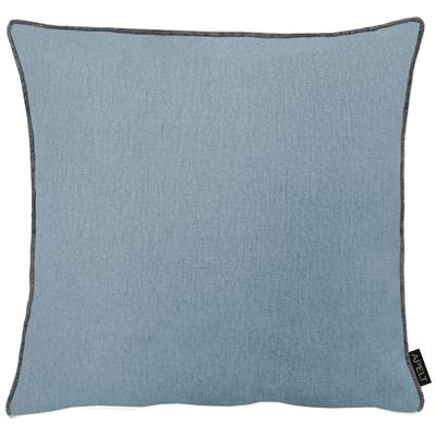 Dekokissen APELT "Stone", blau (denim, unifarben), B:46cm L:46cm, Leinen, Polyester, Dekokissen_Sitzkissen_Kissenhüllen, mit Kettelrand