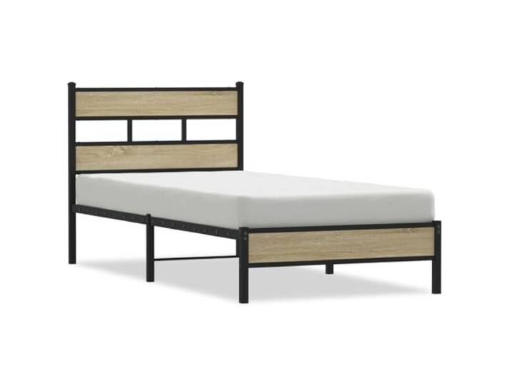 PUGYNBK Bettgestell ohne Matratze Sonoma Eiche 90 x 190 cm Lattenrost aus Metall, robuster Stahl, Stauraum unter dem Bett, inklusive Montageanleitung (evtl. nicht in deutscher Sprache)