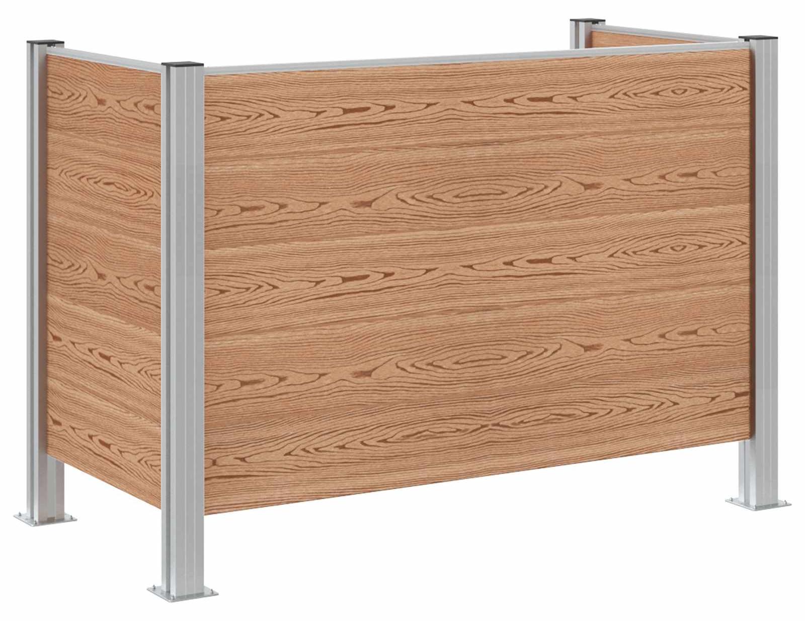 Mülltonnenzaun Braun 161 x 85 x 115 cm Aluminium und WPC