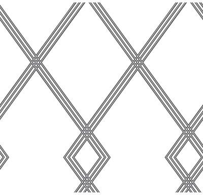 Inspired by Color Ribbon Stripe Trellis White & Black Wallpaper