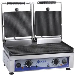KBS Gastrotechnik Kontaktgrill Grillfläche 52x24cm oben & unten gerillt 2 Heizzonen
