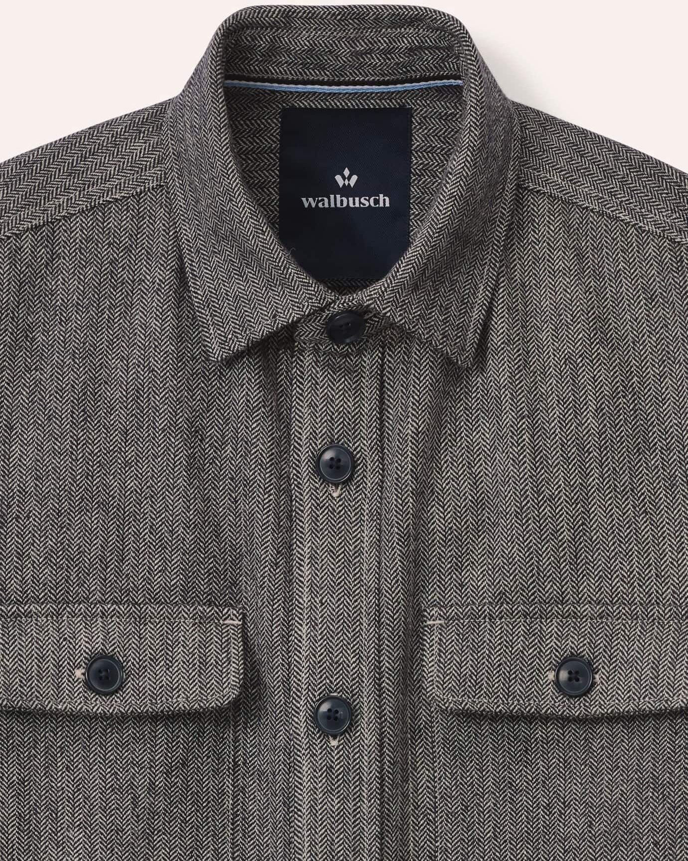 Walbusch Hemd-Jacke Woll-Mix, Regular Fit#noch offen: Größenlauf, Farbe Blau, 54, moderne Hemd-Jacke mit Kent-Kragen Herren