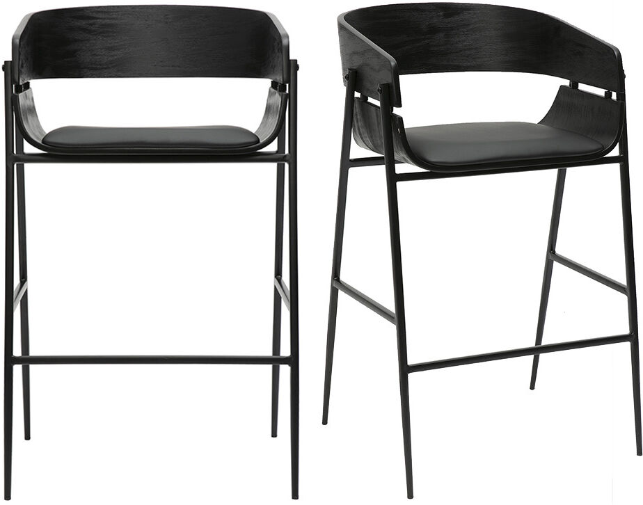 Miliboo Tabourets de bar design noirs (lot de 2) WESS