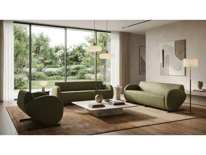 Xlmoebel Polstergarnitur Luxuriöse Grüne Couchgarnitur Edle Polstersofa Designer Relaxsessel, (3-tlg., 3-teilig)