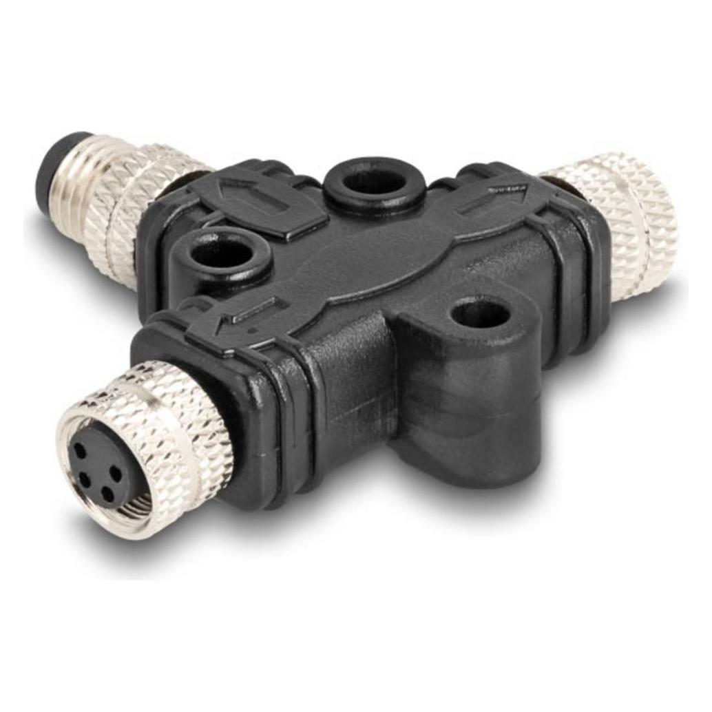 Delock M8 T-Splitter A-kodiert 4 Pin Stecker zu 2 x Buchse Parallelschaltung (60576)