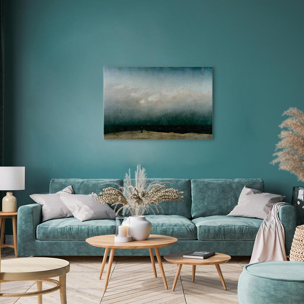 home24 Canvas afbeelding The Monk by the Sea grijs, Breedte: 120 cm, Hoogte: 80 cm