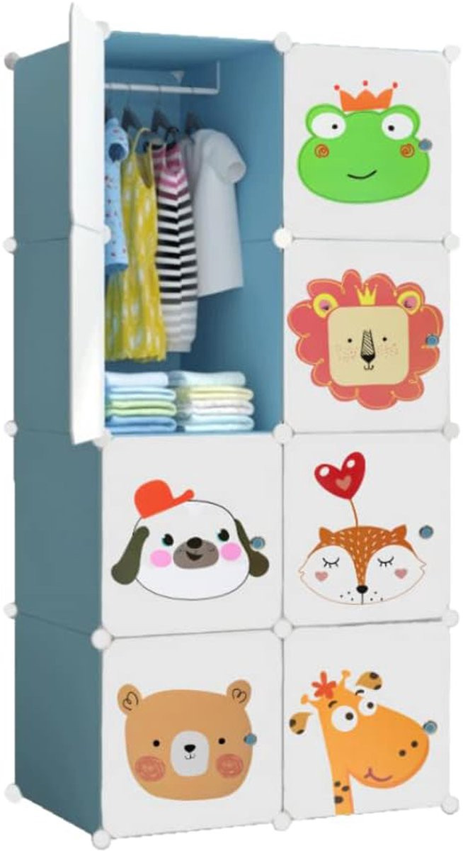 Modulaire Kledingkast voor Kinderen met Deurtjes - Multifunctionele Plastic Organizer voor de Kinderkamer